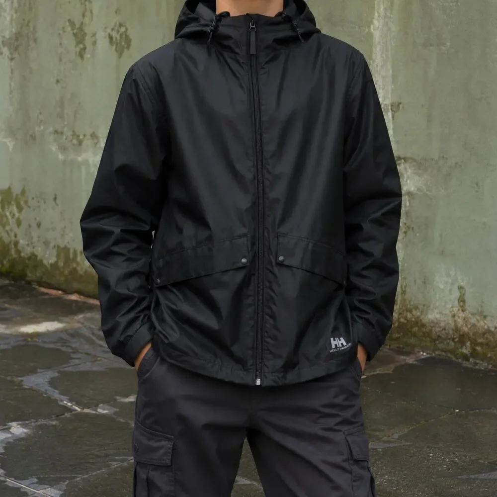 Helly Hansen Junior Black PU Rain Jacket Detachable Hood Youth 152/12